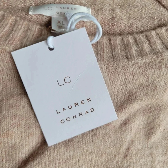 NWT Lauren Conrad Size XL Pink Narwal Dolphin Fuzz Graphic Tunic Sweater Stretch - Picture 10 of 13